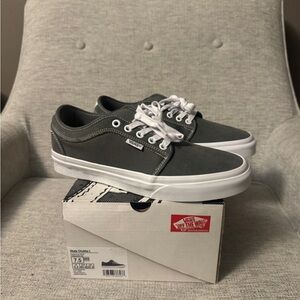 Vans Gray Low-Top Canvas Sneakers with White Sole